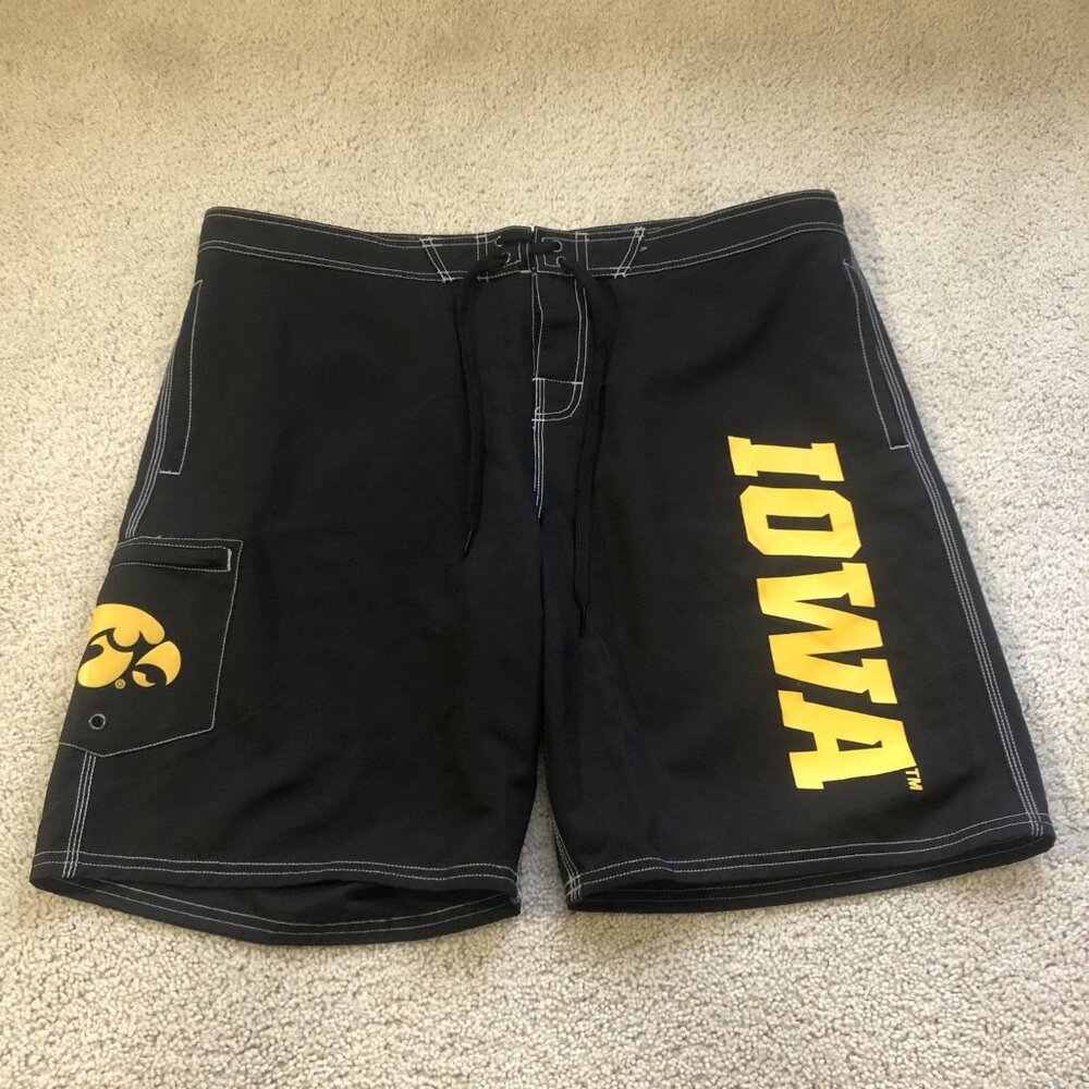 Iowa Hawkeyes Swim Trunks Shorts Boat Bum Liquid Yacht Wear Men's 38 Black NWT